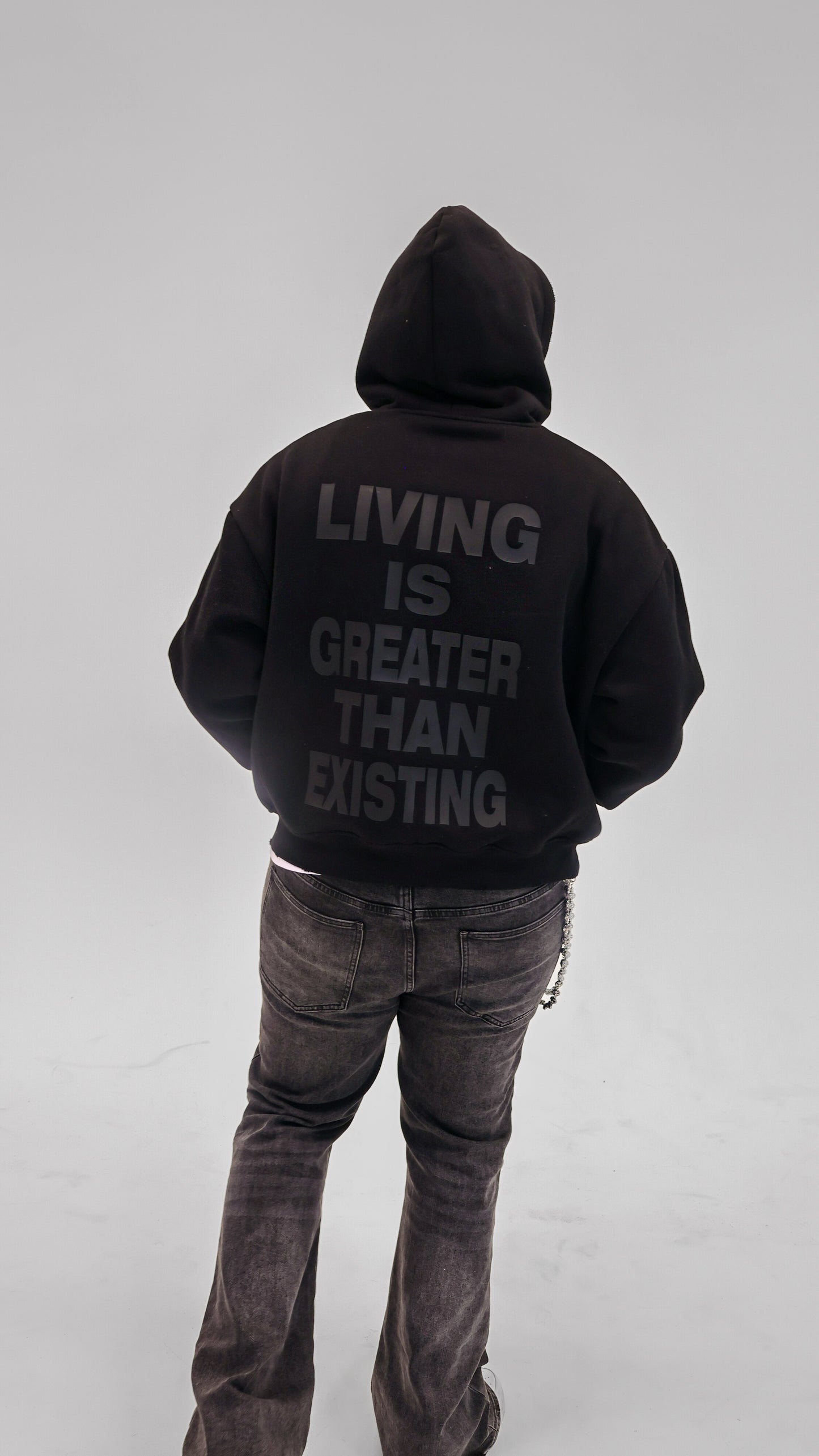Team Living Proof "Living > Existing" Zip Hoodie (Solid Black)
