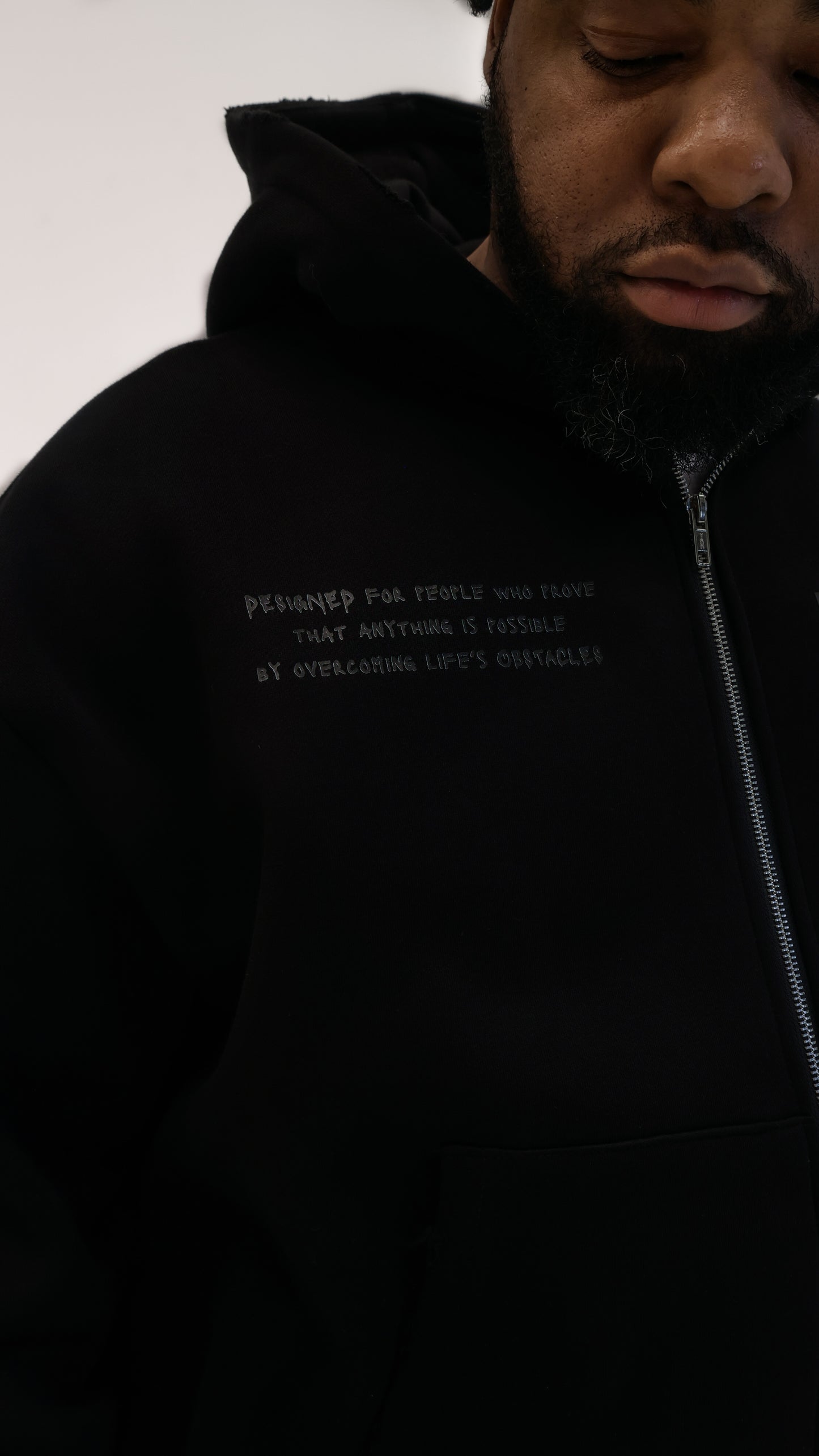 Team Living Proof "Living > Existing" Zip Hoodie (Solid Black)