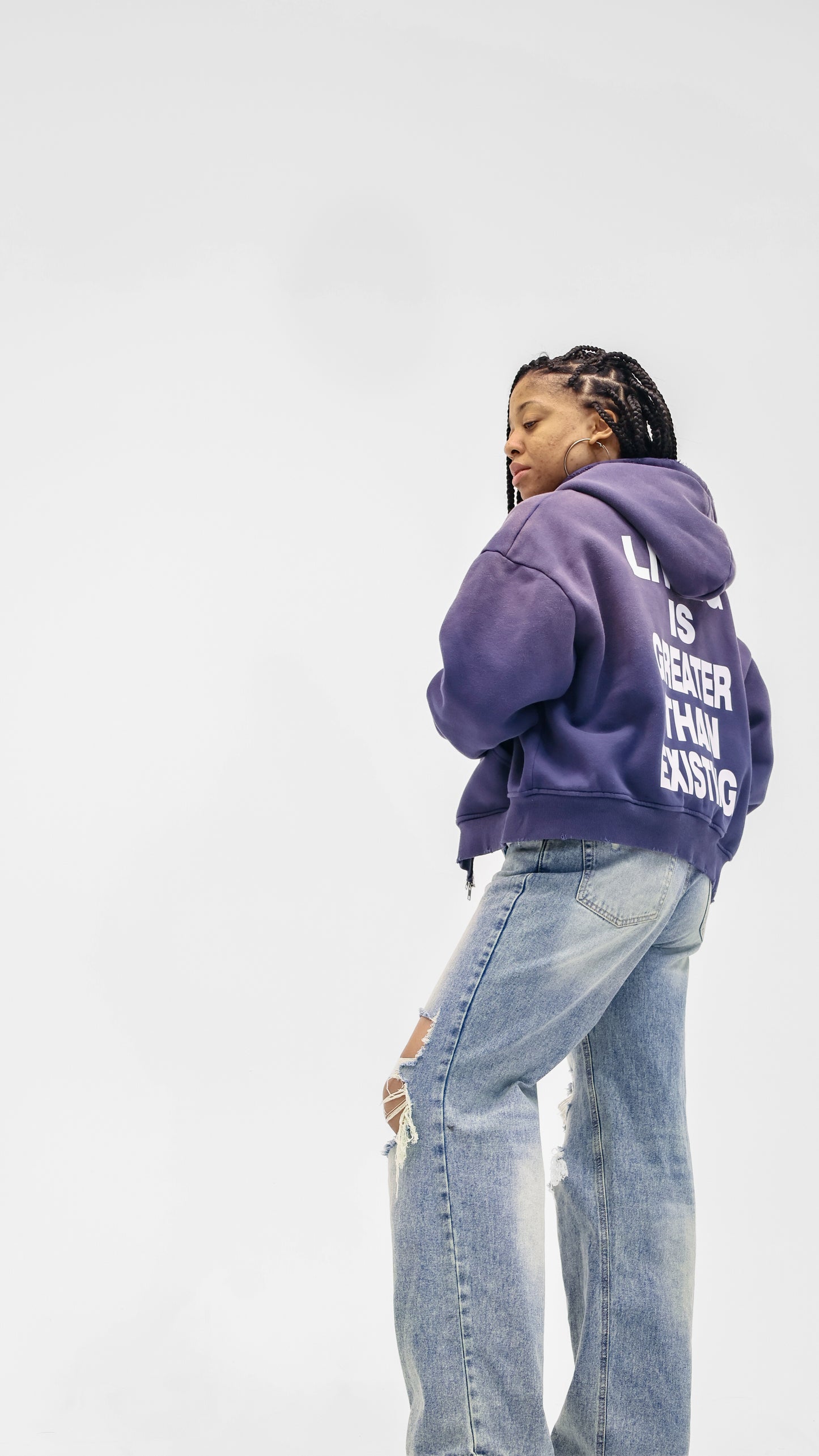 Team Living Proof "Living > Existing" Sun-Dried Wash Zip Hoodie (Navy)