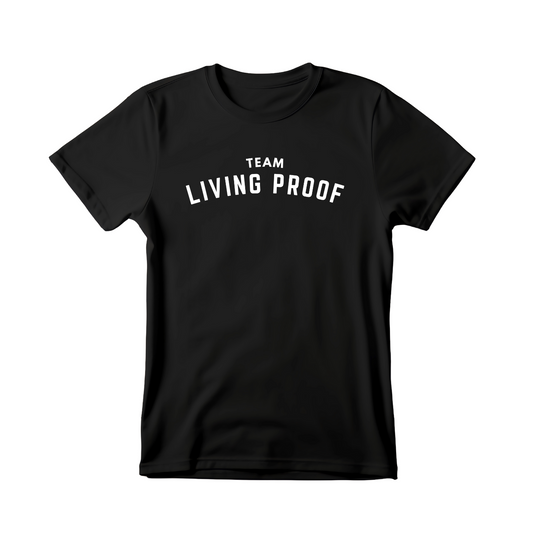 TEAM LIVING PROOF CURVED LOGO TEE