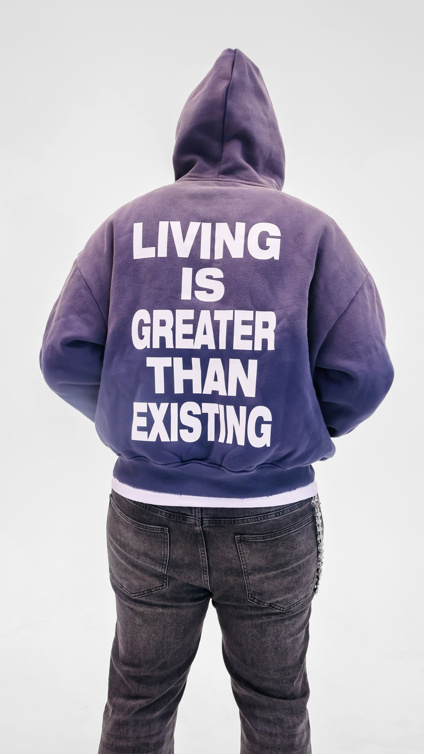 Team Living Proof "Living > Existing" Sun-Dried Wash Zip Hoodie (Navy)