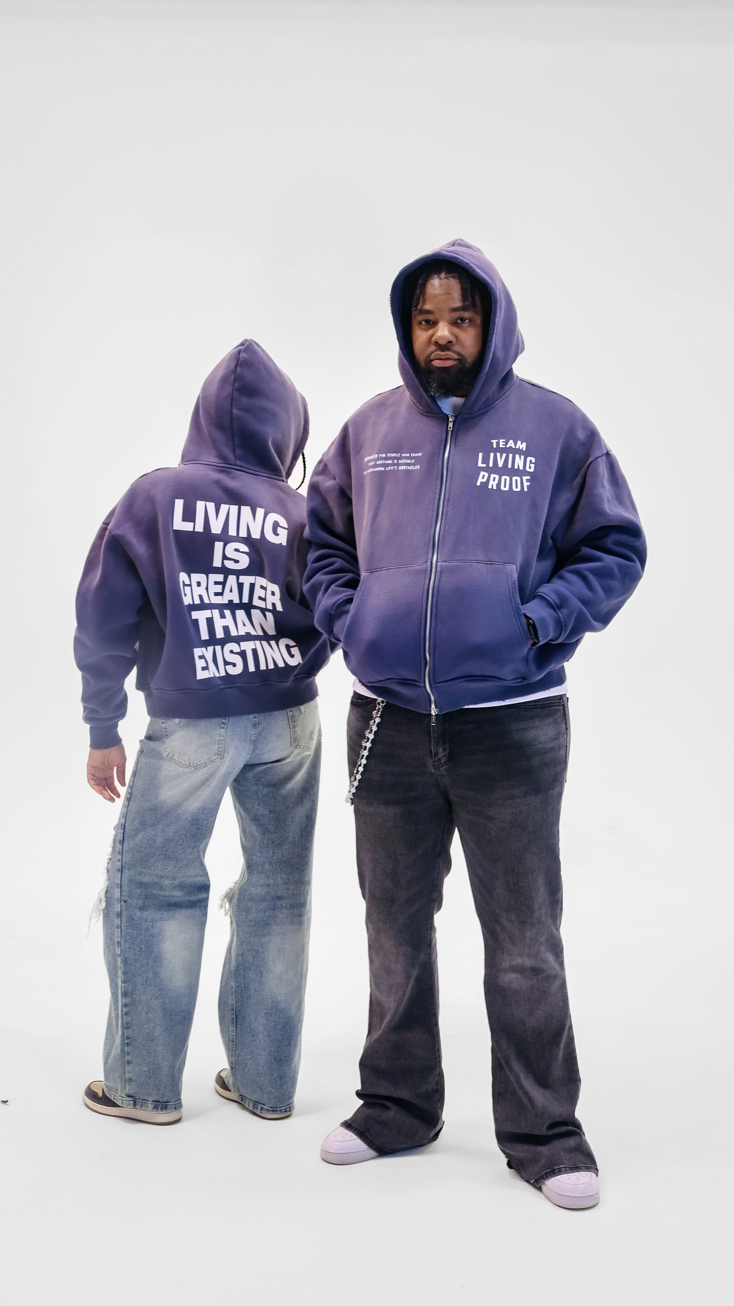Team Living Proof "Living > Existing" Sun-Dried Wash Zip Hoodie (Navy)