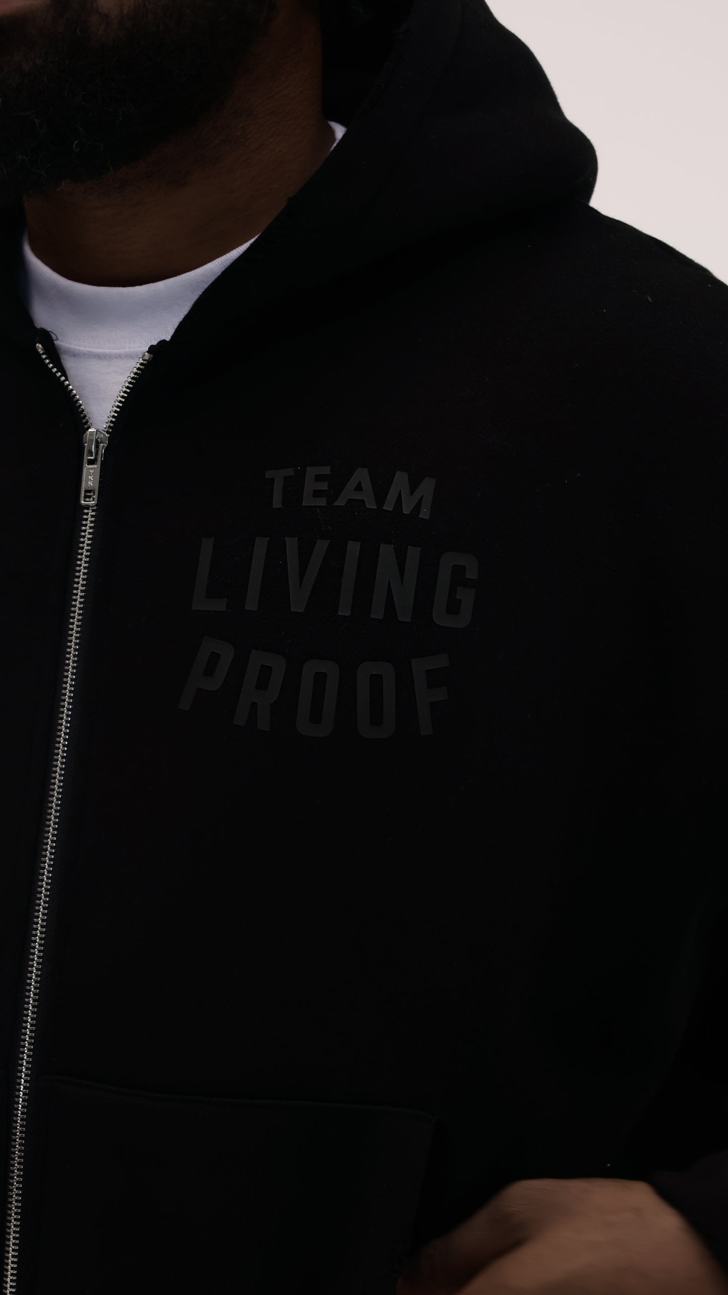 Team Living Proof "Living > Existing" Zip Hoodie (Solid Black)