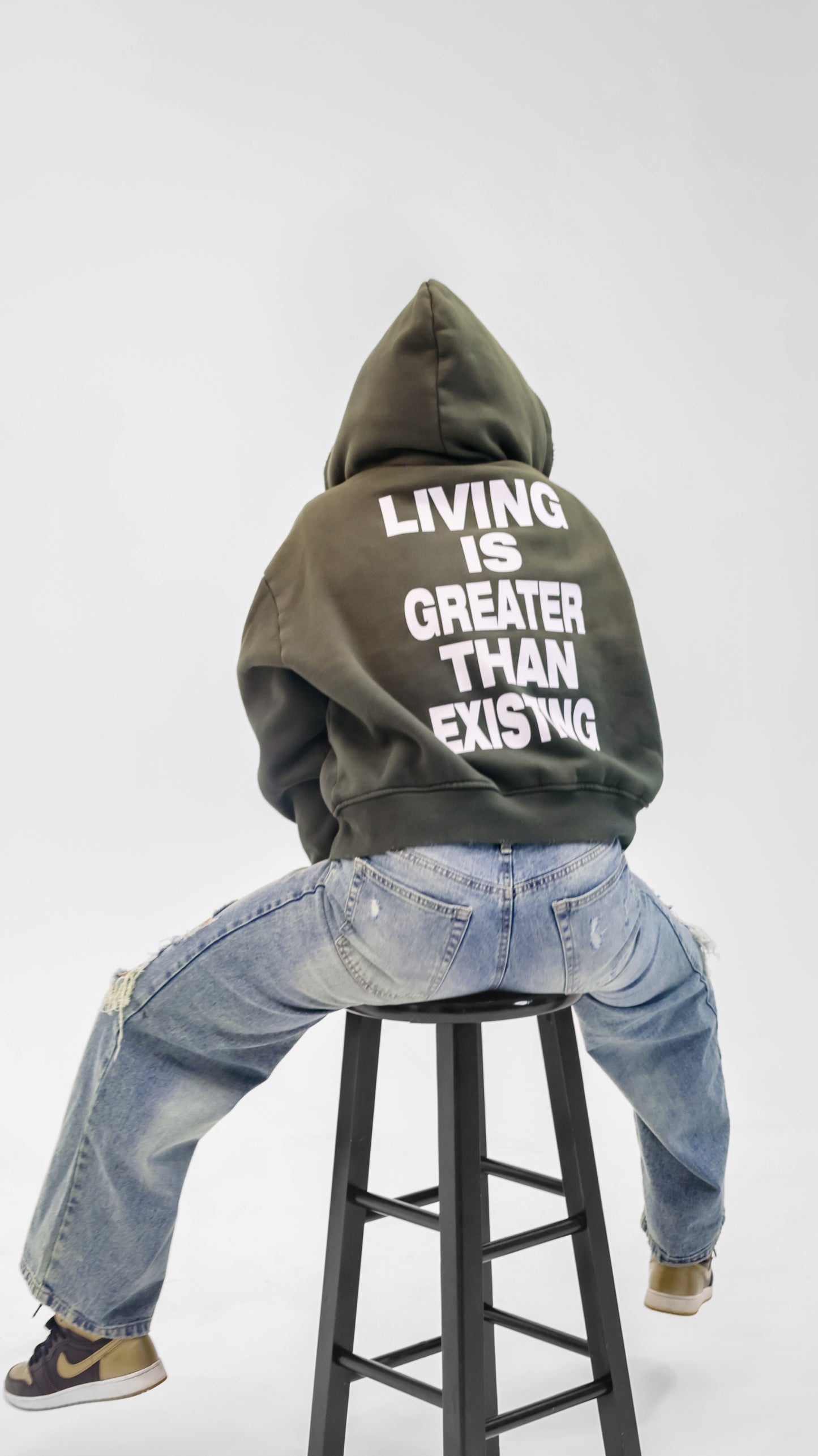 Team Living Proof "Living > Existing" Zip Hoodie (Forest Green)