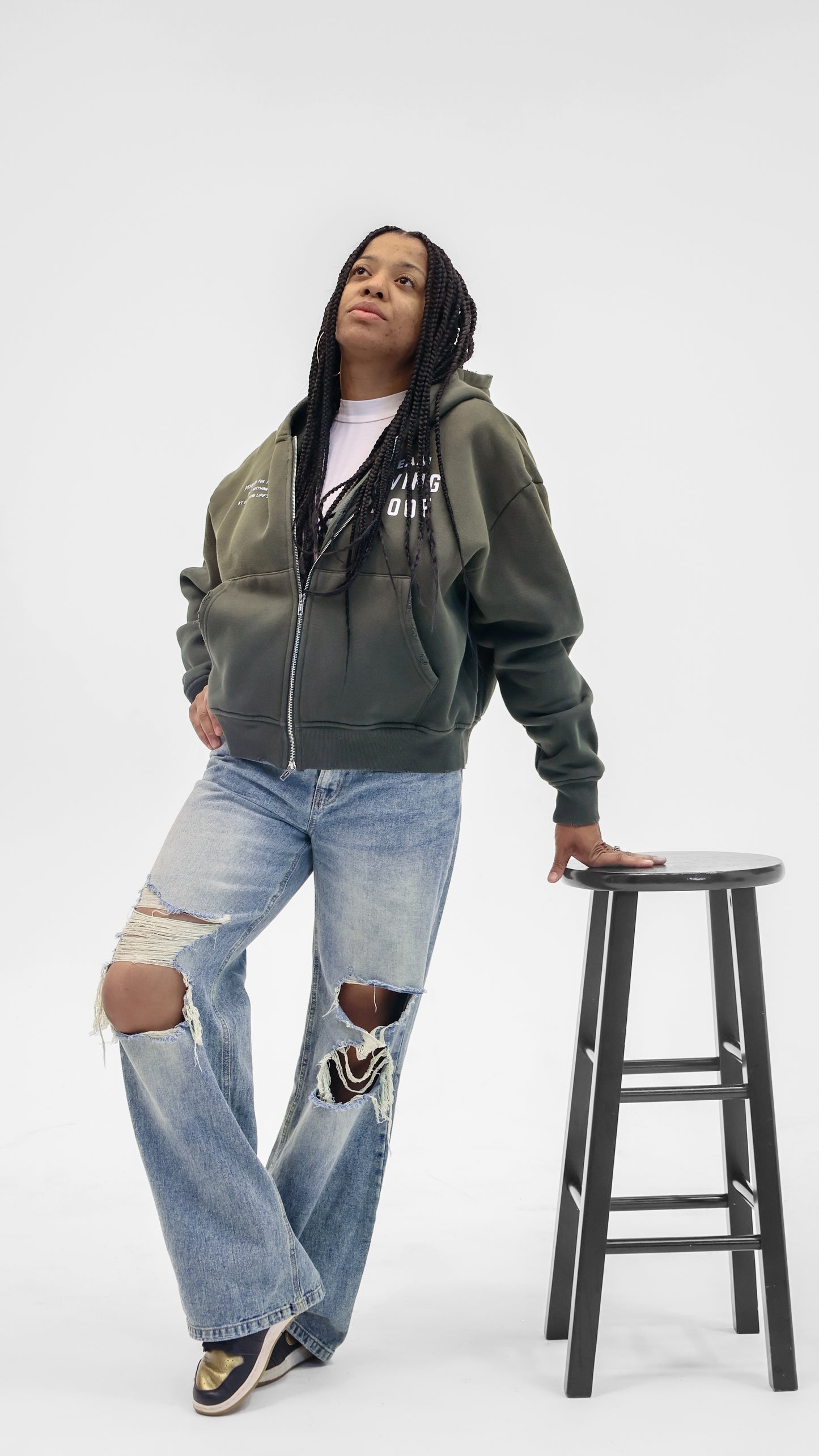 Team Living Proof "Living > Existing" Zip Hoodie (Forest Green)