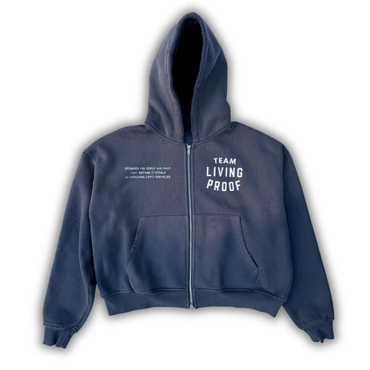 Team Living Proof "Living > Existing" Sun-Dried Wash Zip Hoodie (Navy)